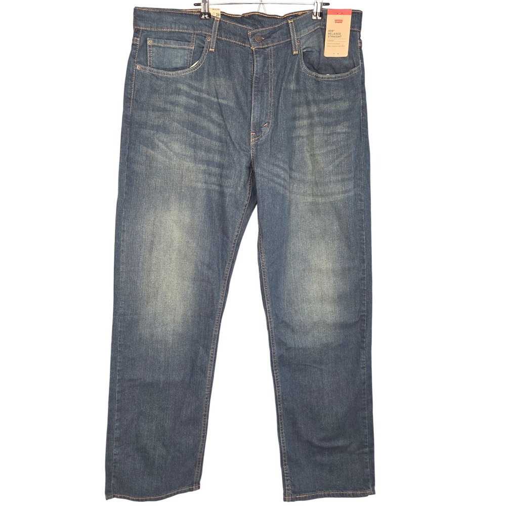 Levis 559 Relaxed Straight Jeans Mens 38x32 Blue Medium Wash Stretch Denim NEW